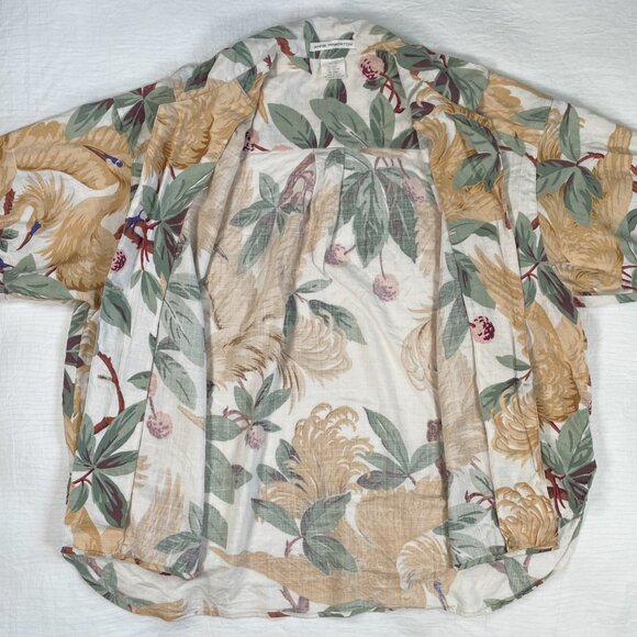 Anne Pinkerton Hawaiian Button Up Muted Tropical Botanical Aves Women's Size 6 - Picture 4 of 13